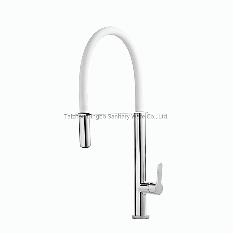 Brass Flexible Pull Down Sink Mixer with White Silicon Tube Body