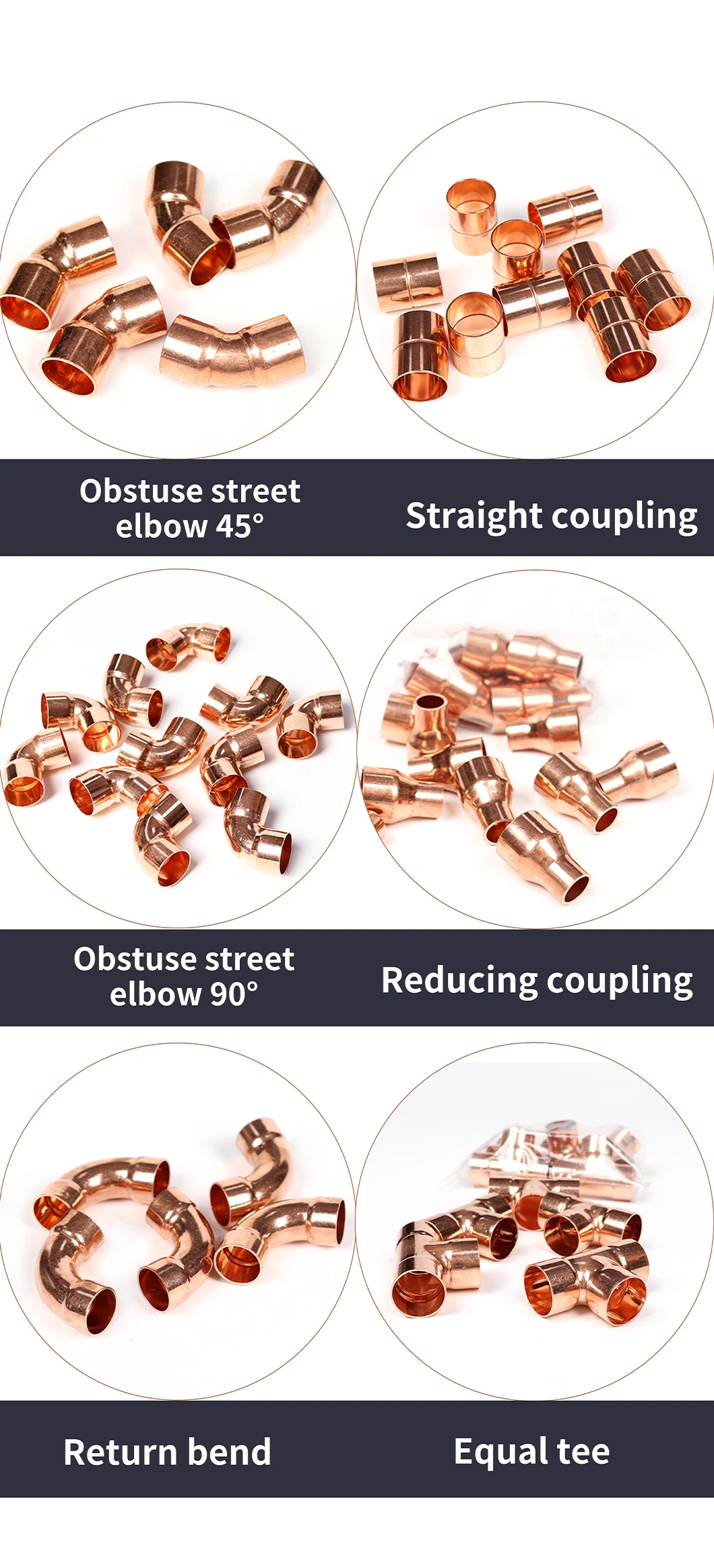 Copper Pipe Fittings for Plumbing and Gas