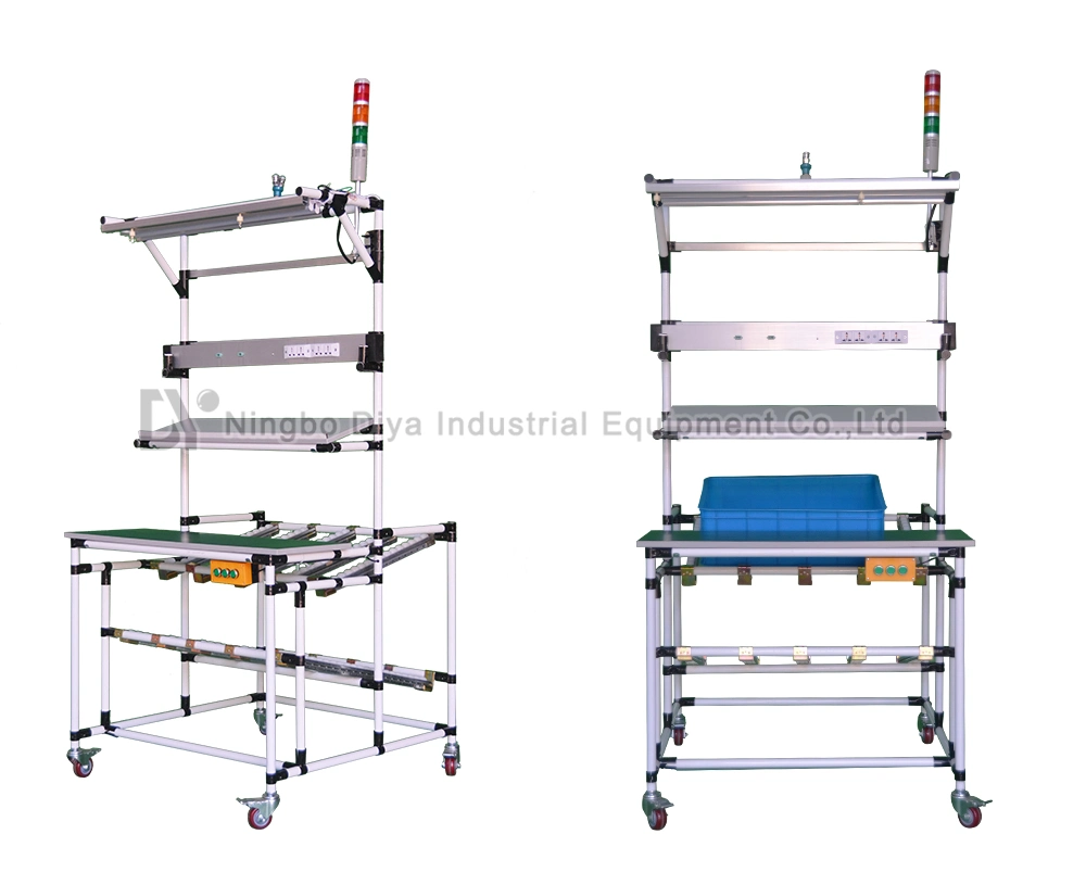 Gray Lean Pipe Assembly Worktable with Roller Track Production Table