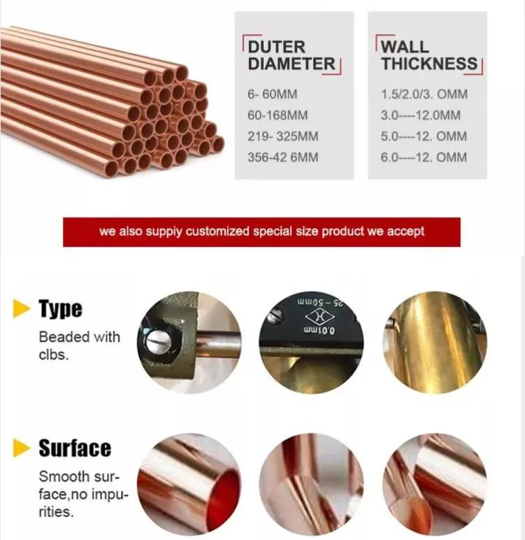 Copperair Conditioner Cooper Pipe 6mm 15mm 22mm 25mm AC Copper Pancake Rolls Coil Tube Pipe