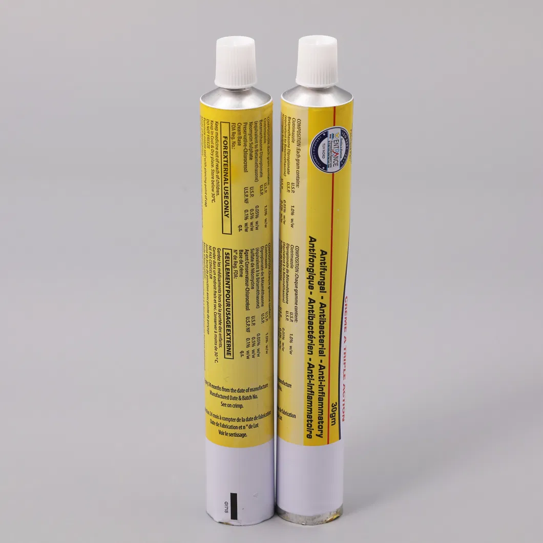 Customized Collapsible Aluminium Medical Ointment/Cosmetics Packaging Tube