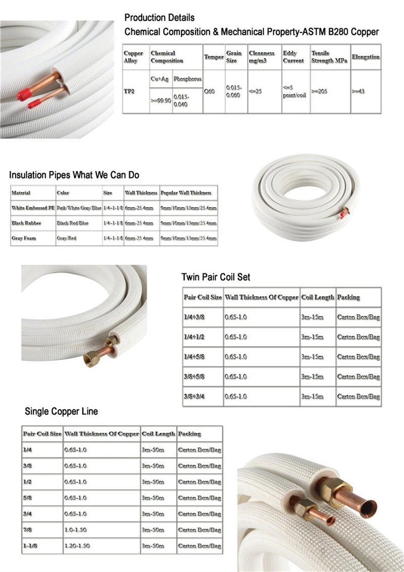 Insulation Copper Tube Insulated Copper Tube for Air Conditioner