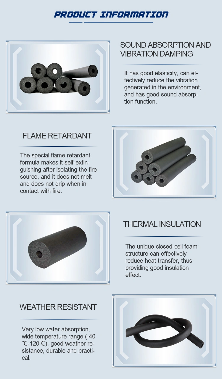 High Quality High Moisture Resistance Class 1 NBR PVC Rubber Foam Tube for Copper Pipes