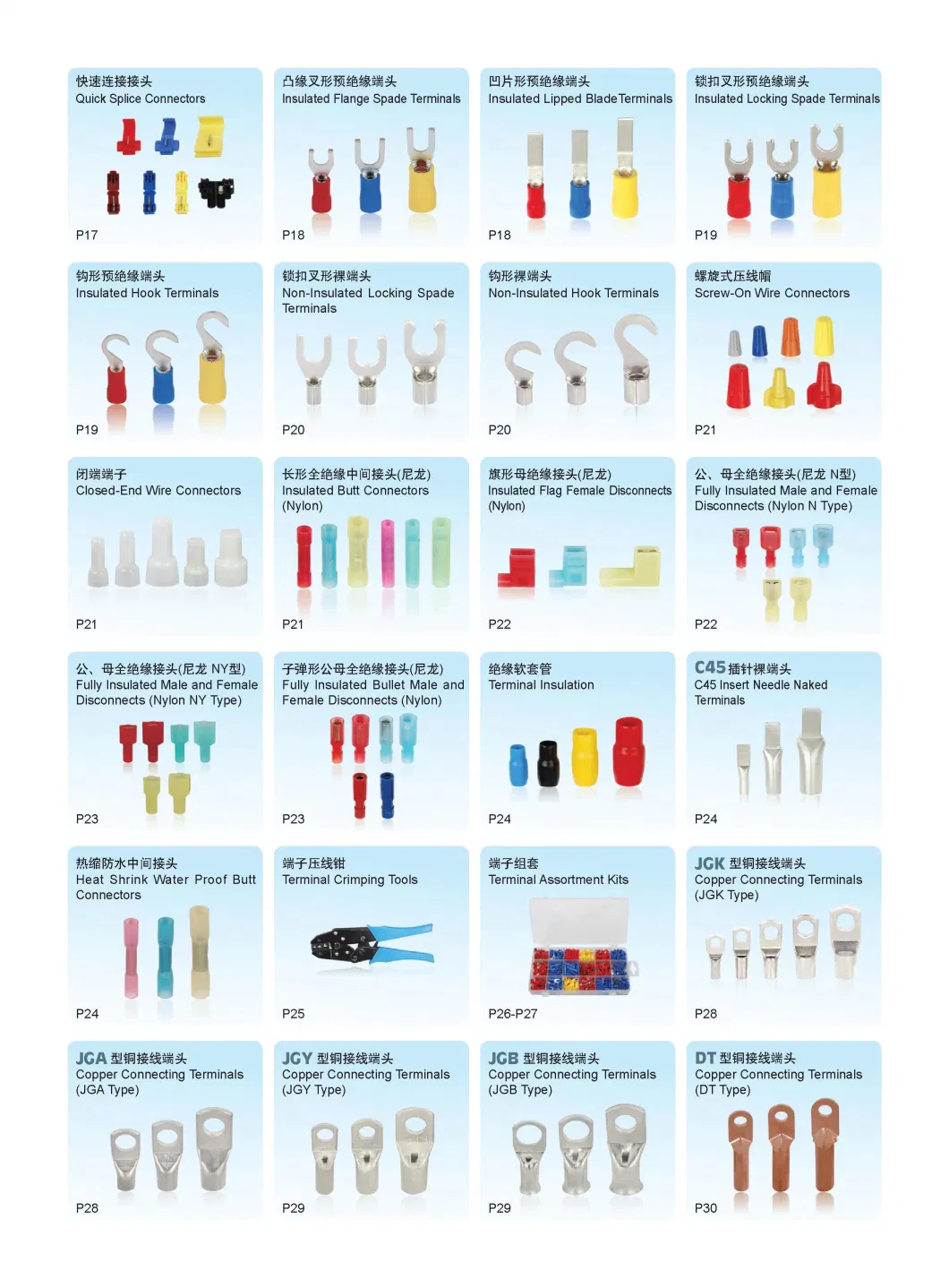 Nylon Insulating Terminals AWG 18 Insulated Single Cord End Terminals Copper Tube Ve1008