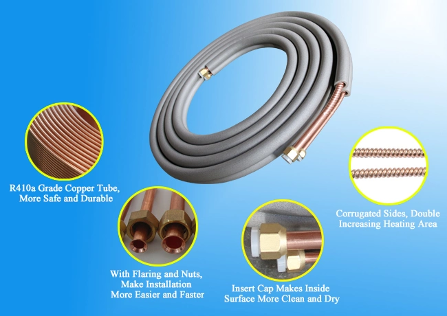 18000BTU Insulated Air Conditioner Copper Pipe Tube with Spiral Waves