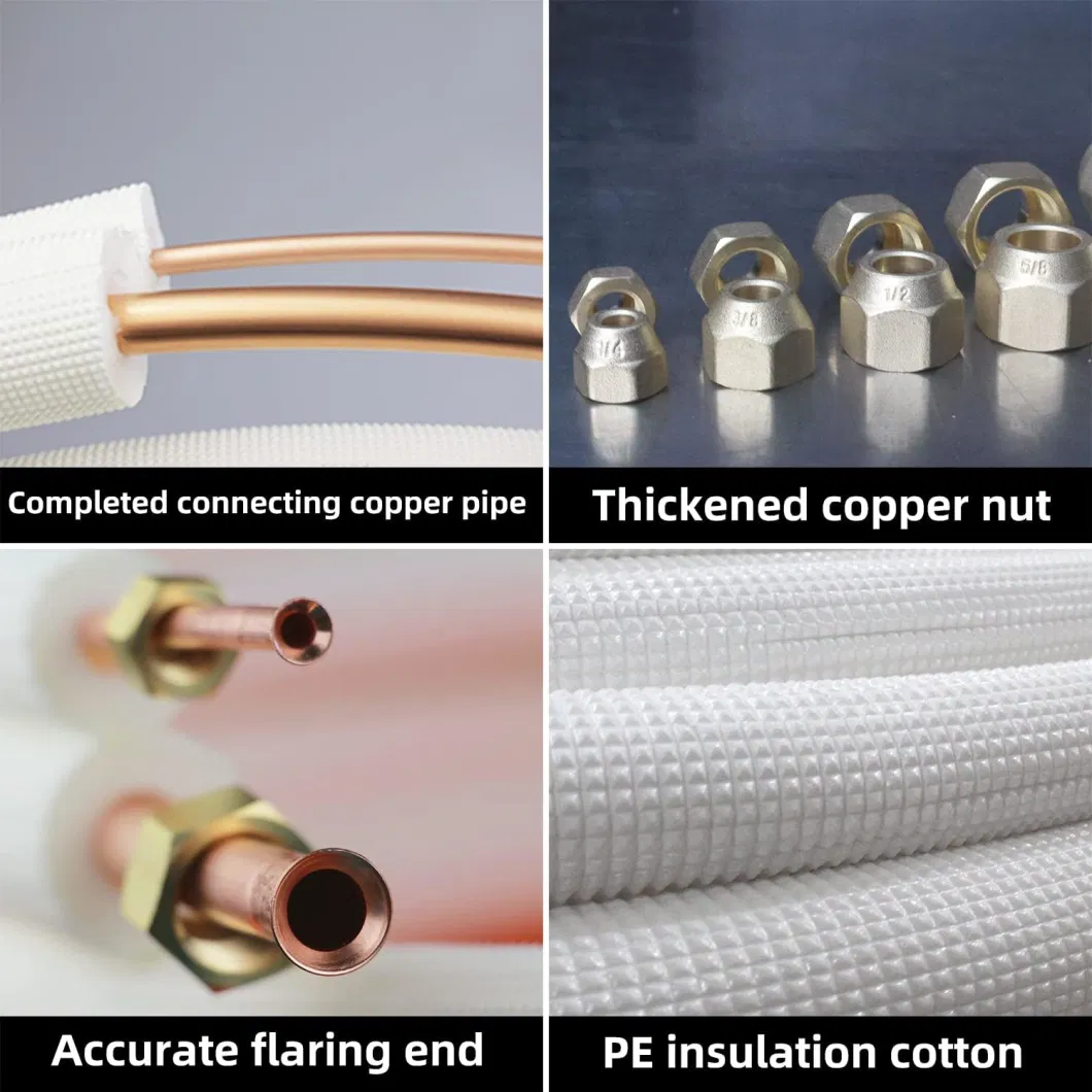 Mini Split Line Set 1/4&quot; &amp; 3/8&quot; Insulated Copper Aluminum Line Set -16FT Copper Aluminum Pipes, Mini Split Air Conditioner