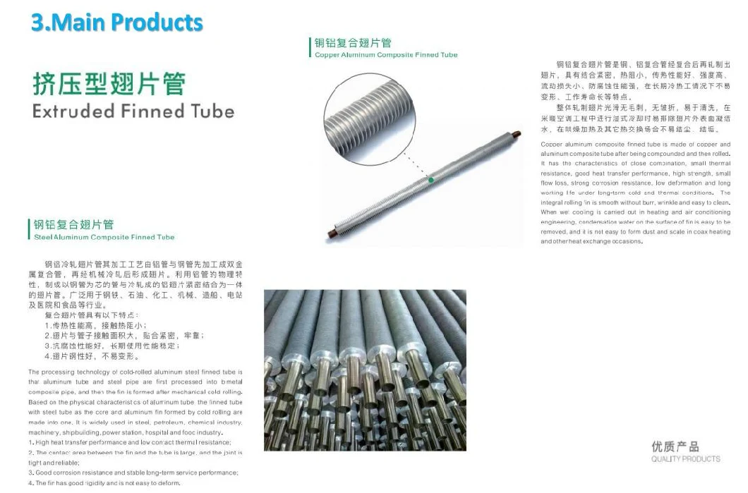 Aluminum Fins Extruded ASTM B-359 Finned Tube Serrated Condenser Kl G Type Fin Tube Tubo Aleteado Copper Finned Tube