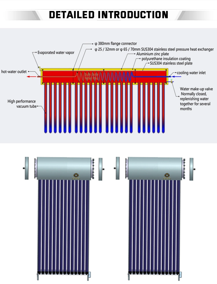 Vacuum Tube with Copper Heat Pipe Solar Water Heater System