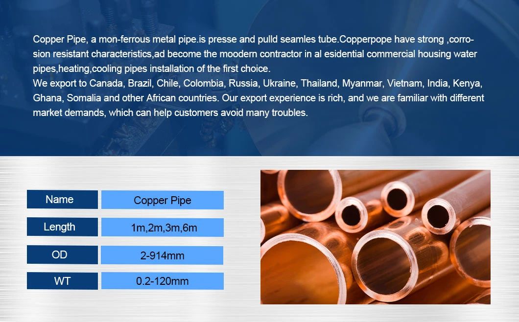 China Complete Specifications Thick-Walled Pure Copper Tube Industrial Hollow Round Copper Tube