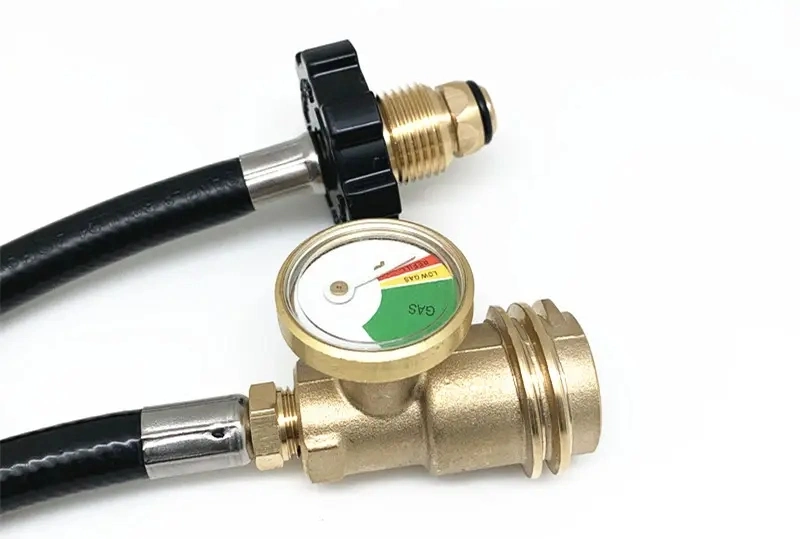 Propane Adapter Hose with Gauge - High Pressure Conversion From 1 Lb to 20 Lb Tank