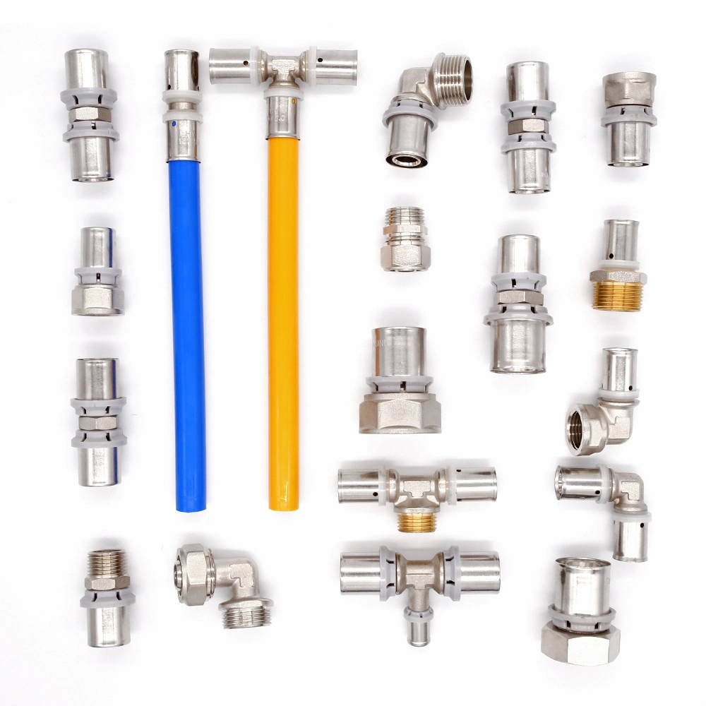 Hot Sell 16-32mm Water Pipe Copper Connectors Brass Straight Connector Pex Press Fittings with Thread