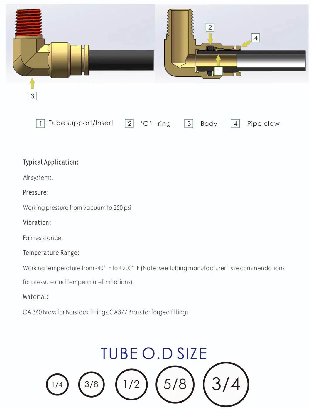 Copper Quick NPT Pipe Coupler Pneumatic Brass DOT Push-in Fittings Female Connector