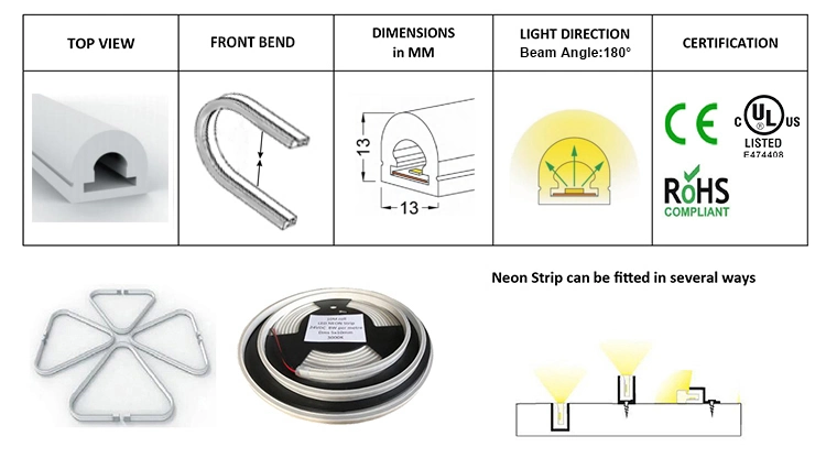 DC24V SMD2835 Neon Flex Tube Flexible LED Strip IP67 Waterproof Decoration Silicone Bendable Lights