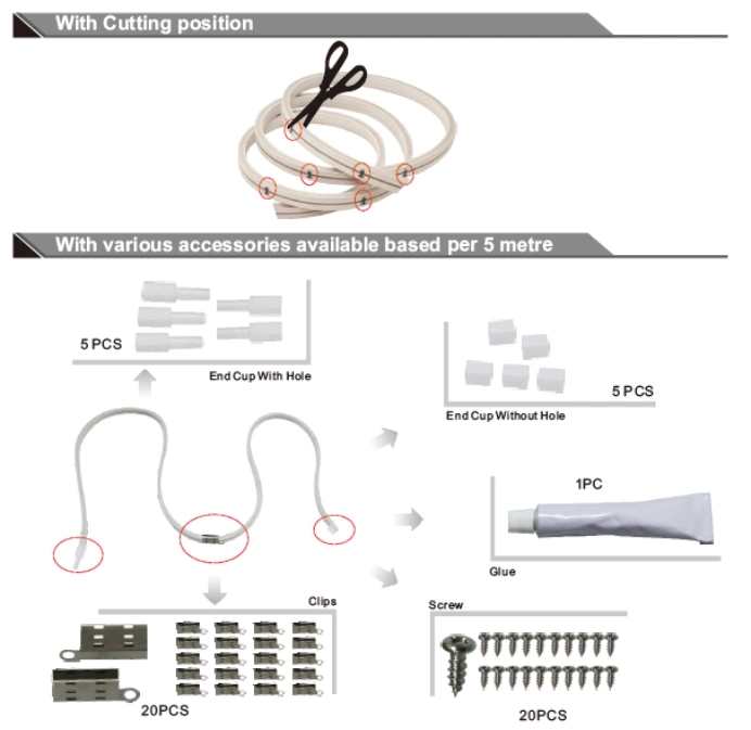 DC24V SMD2835 Neon Flex Tube Flexible LED Strip IP67 Waterproof Decoration Silicone Bendable Lights