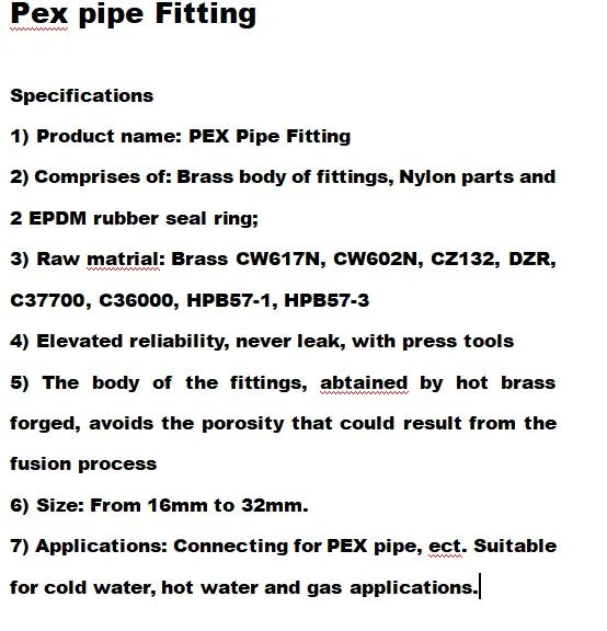 Hot Sell 16-32mm Water Pipe Copper Connectors Brass Straight Connector Pex Press Fittings with Thread