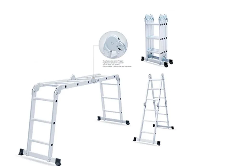 Lightweight Home Telescopic Folding Steps Aluminum Square Tube Ladder with En131