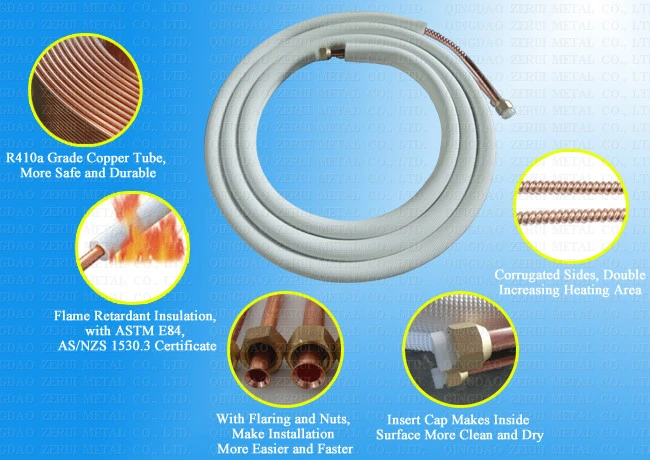 Insulated Air Conditioner Copper Tubing with Corrugated Pipe