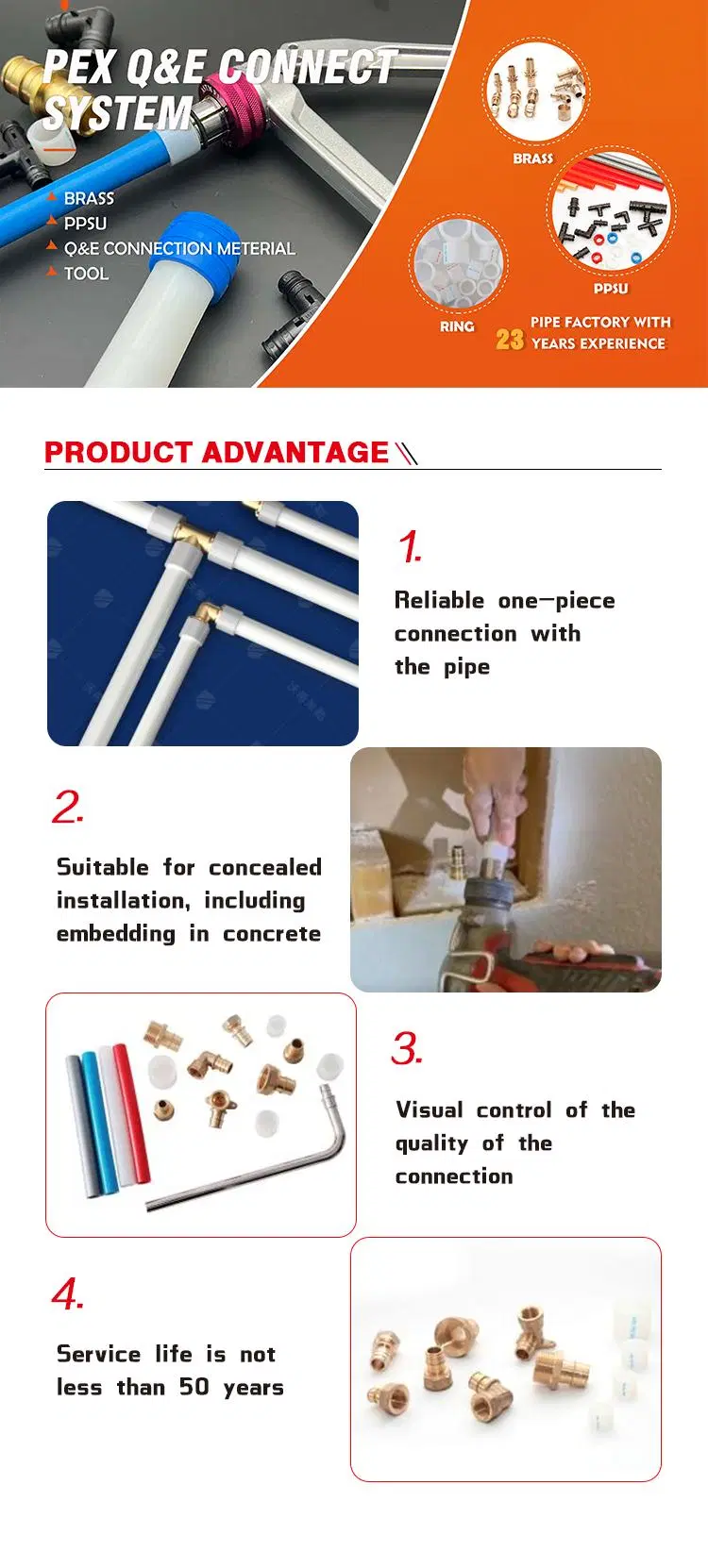 Pipe Fitting Male 3/4 to Copper Connector in Floor Heating System