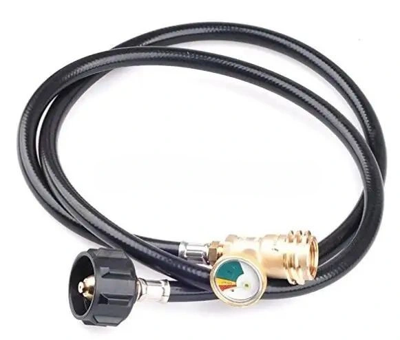 Propane Adapter Hose with Gauge - High Pressure Conversion From 1 Lb to 20 Lb Tank