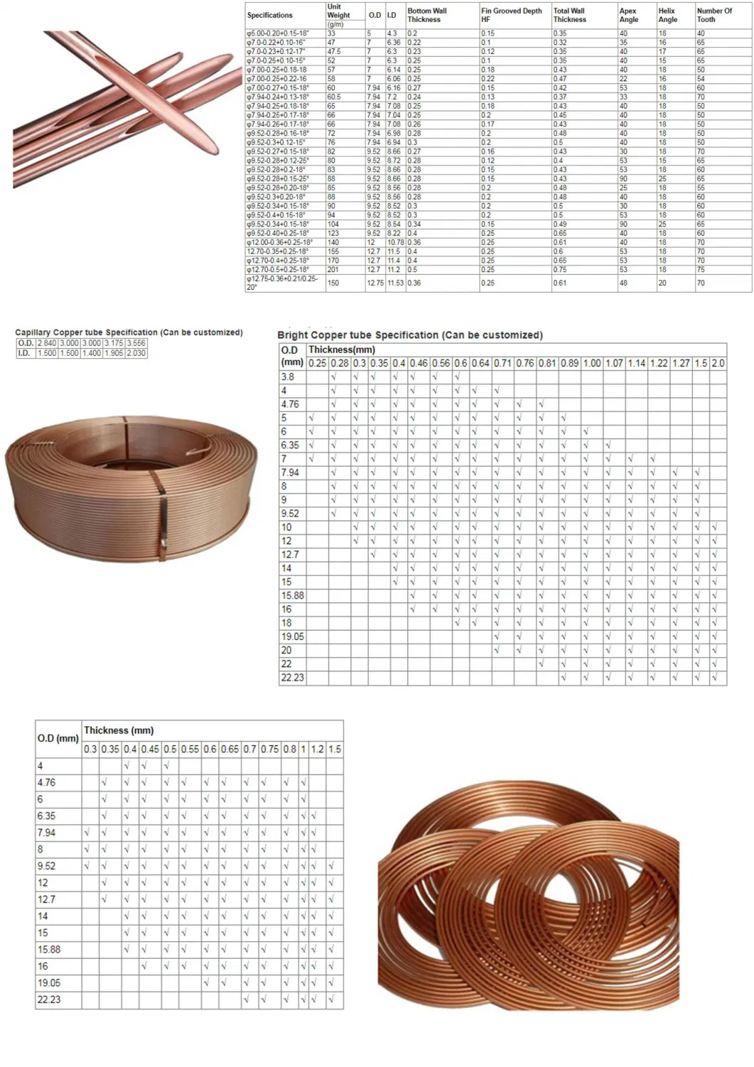 Air Conditioner and Refrigerator Pancake Coil AC Copper Capillary Tube