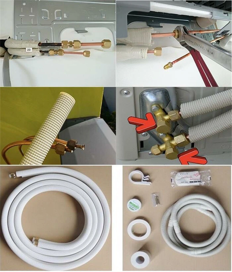 Air Conditioning Insulated Copper Pipe Rubber Foam Insulation Hose Tube