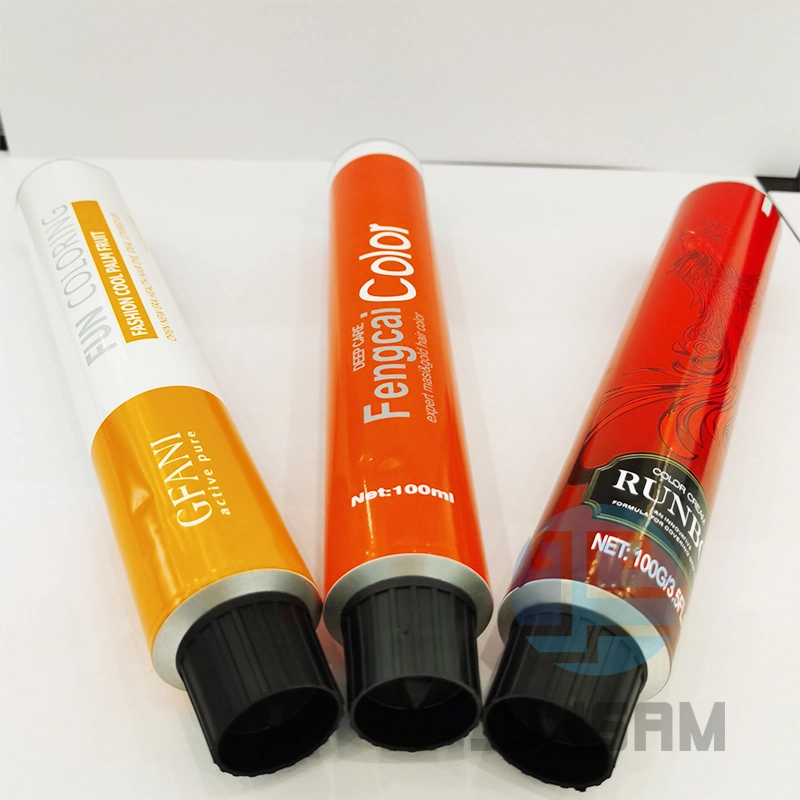 Custom Color Accepted Cream Colorant Aluminium Collapsible Tubes with Black Round Cap