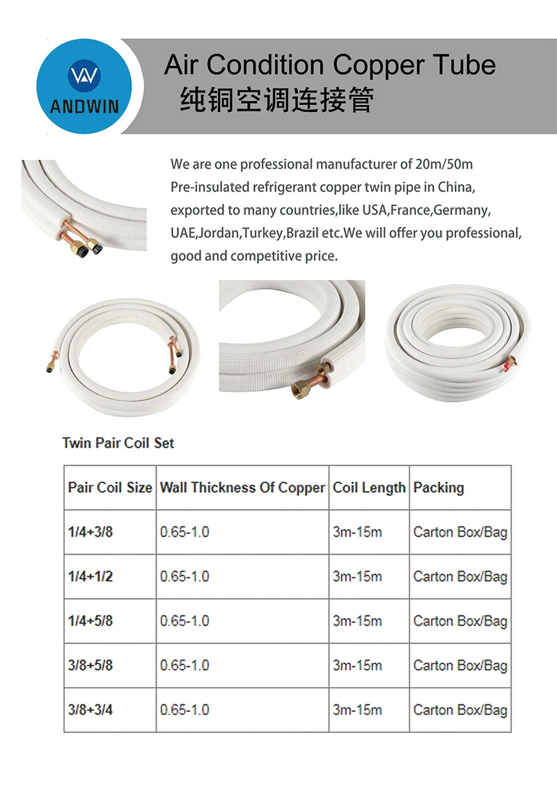 High Quality PE White Copper Tubes Insulated164FT 50FT