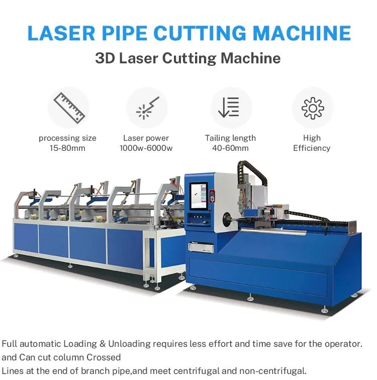 CNC 2000W Metal Fiber Laser Tube Pipe Cutting Machine for Aluminum Copper