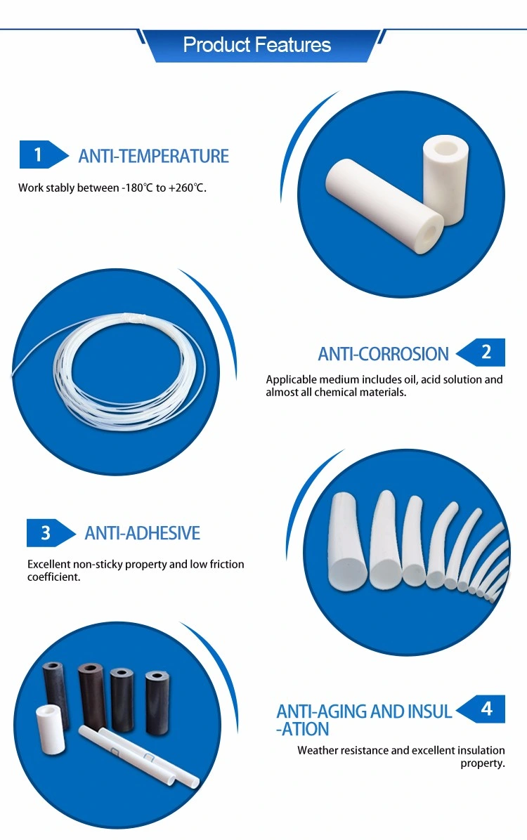 Factory PTFE+Glass+Graphite/Bronze+Polyimide Tubes PTFE Filled Tube