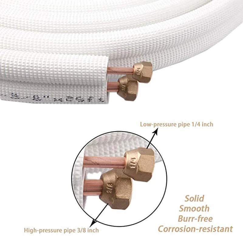 HVAC Twin Insulated Copper Pipe 3m/15m/20m/30m Insulated Copper Tube for Split Air Conditioner Pipe Kit