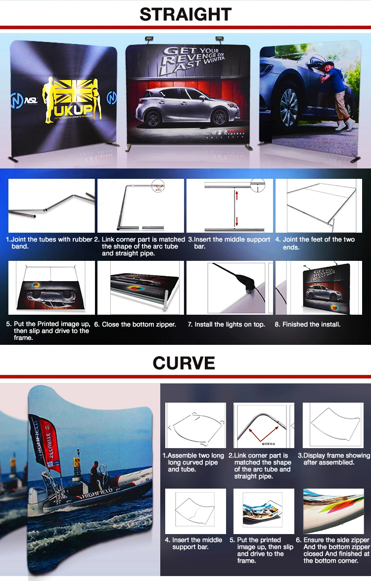 Aluminum Tube Tension Fabric Advertising Circle ED Lightbox Ceiling Hanging Banner for Trade Show