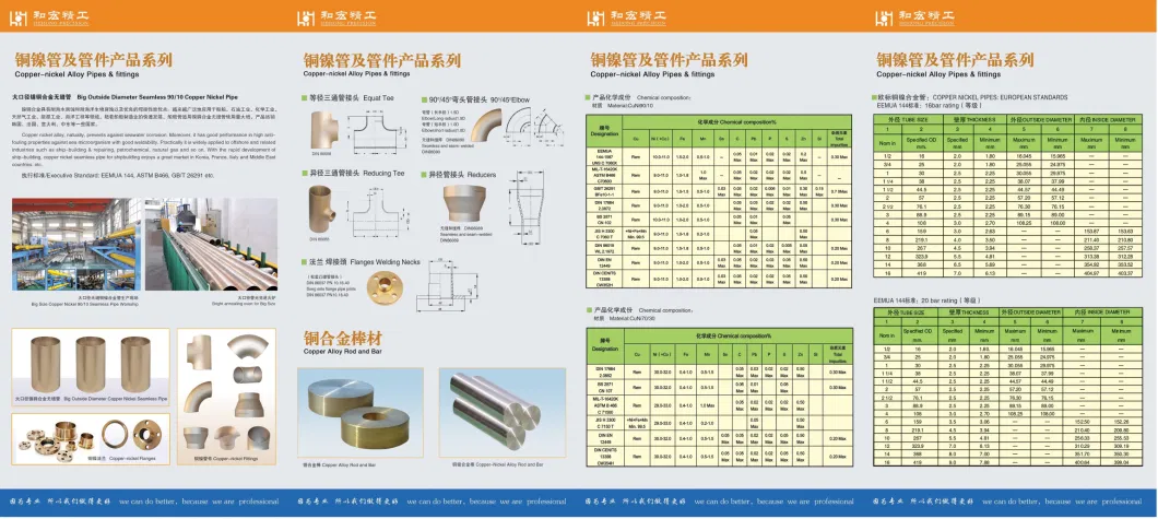 ASTM B111 Admiralty Brass Tube for Condenser and Heat-Exchangers, Seawater Desalination, C68700, C44300, Eemua144 Uns C7060X C70600, CuNi 90/10, Uns C70620