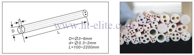 95% 99% Al2O3 Alumina Ceramic Thermocouple Protection Tube C610 C710