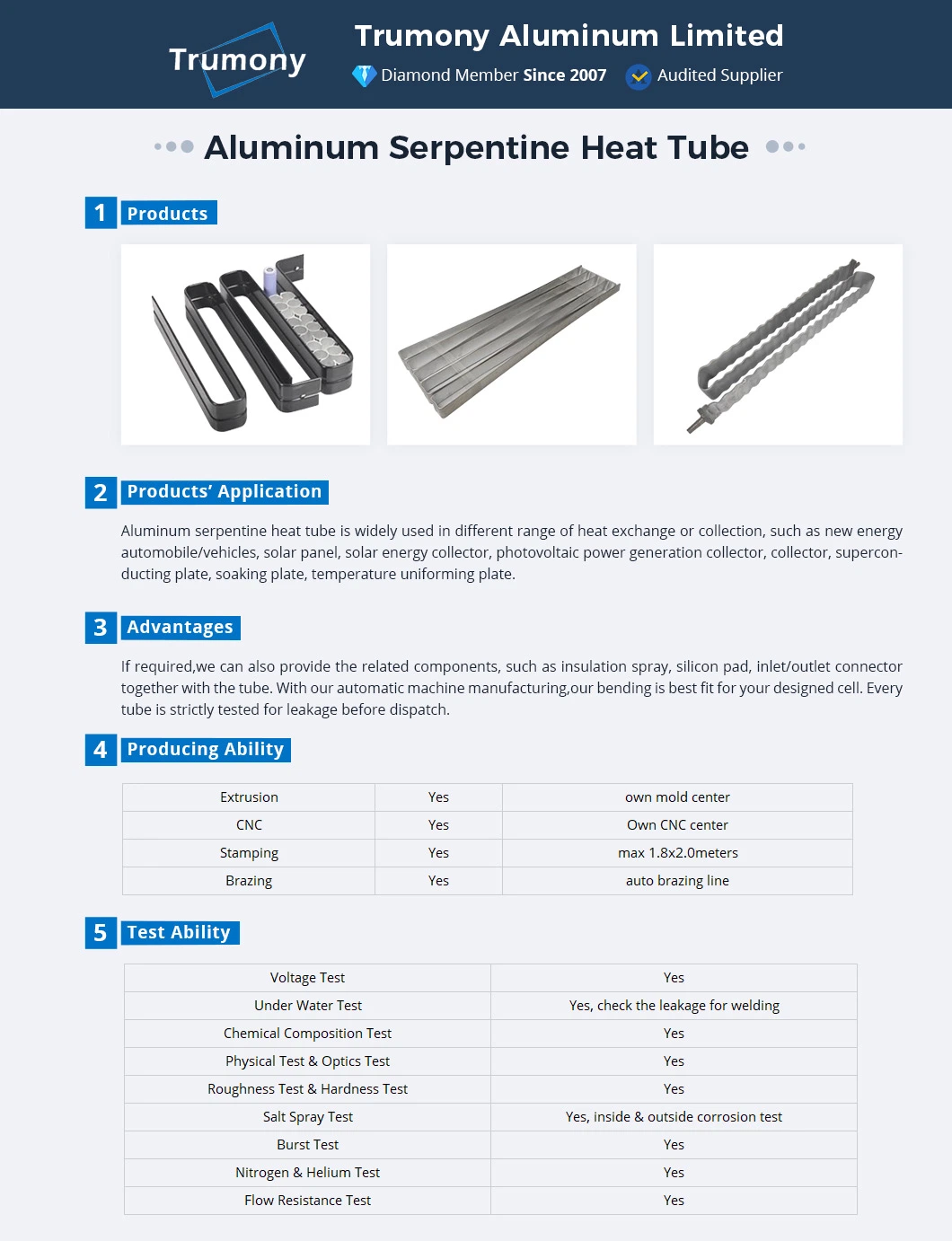 Curved Technological Aluminum Tube with Inlet and Outlet