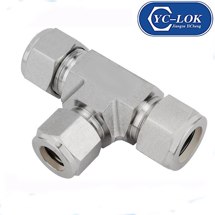 Forged Equal Union Tee /Copper Ferrule Tube Fitting/3 Ways Pipe Joint Tee Union Hydraulic Tube Fitting