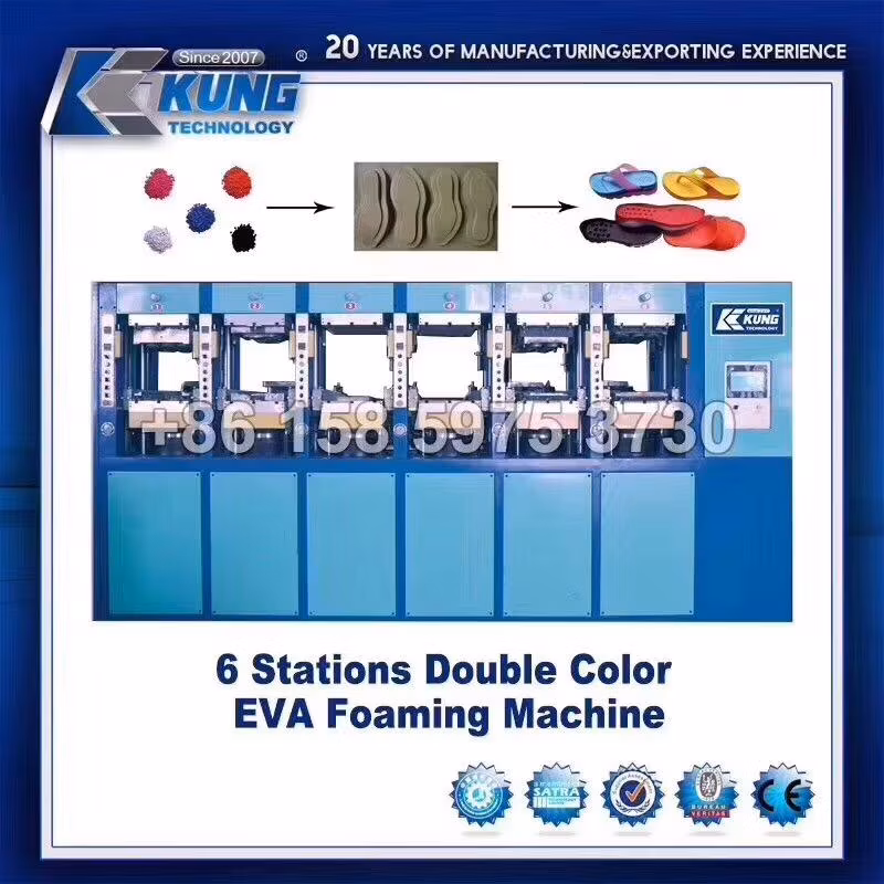 6 Stations EVA Double Color Foaming Moulding Machine