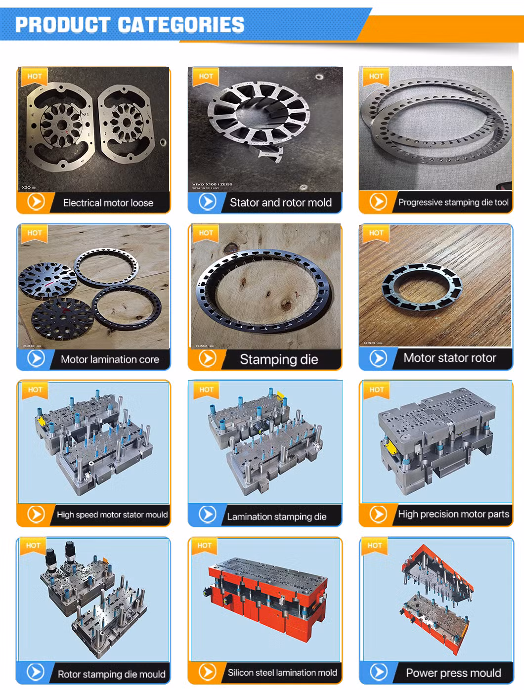 Customizable Silicon Steel Core Stamping Laminated Motor Rotor and Stator for Electrical Motor Application