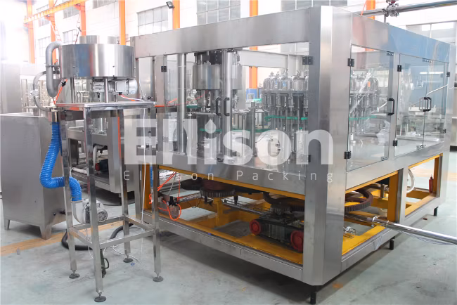 Factory Automatic Glass Bottle Juice Beverage Filling Sealing Labeling Wrapping Packing Production Machine