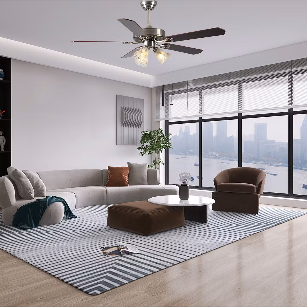 5 Plywood Blades Chandelier Rotor Stator ceiling Fan with Light