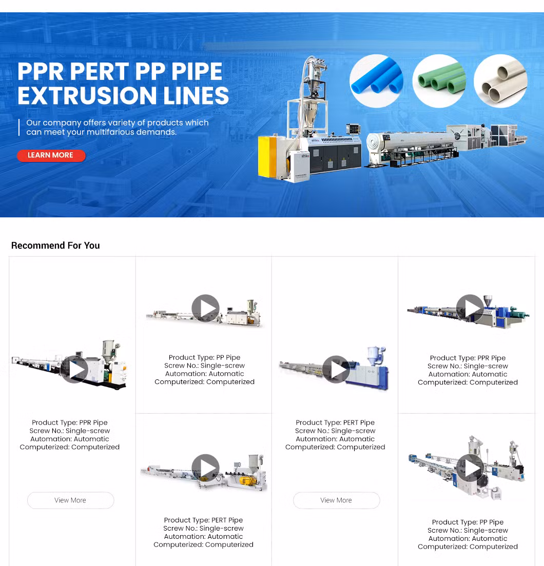 Meetyou Machinery PE PPR Pert PP Pipe Plastic Line Manufacturing Inc Manufacturers China ABS Plastic Processed Single-Screw Small Pipe Production Line