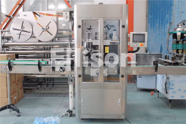 Factory Automatic Glass Bottle Juice Beverage Filling Sealing Labeling Wrapping Packing Production Machine