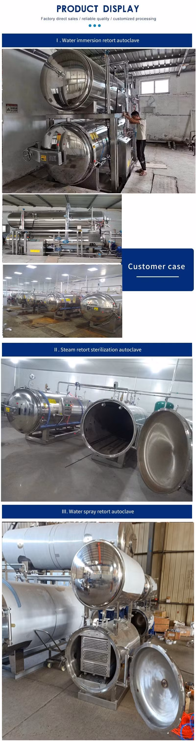 Industrial Food Sterilizer Glass Bottle Jars Retort Machine Roller Sterilization Machine