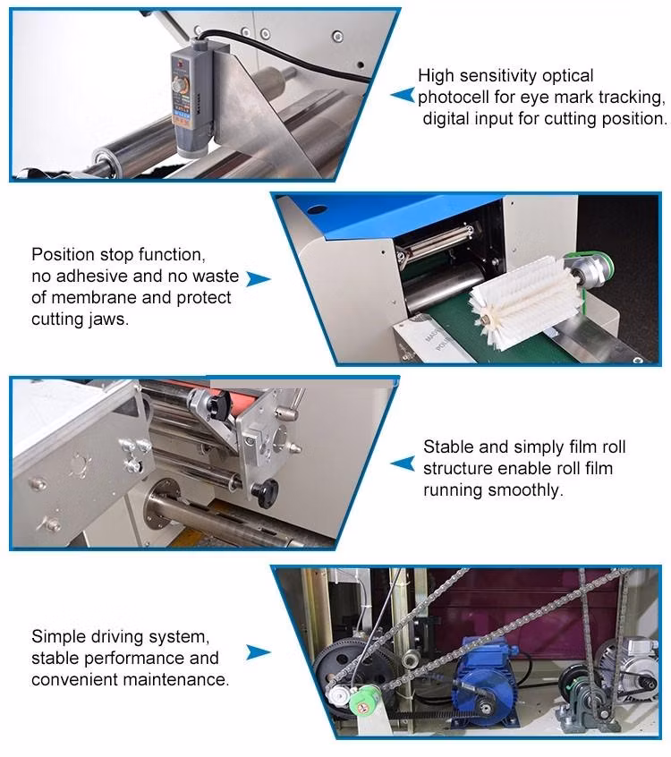 Automatic Horizontal Pillow Flow Wrapping Soap / Biscuit / Popsicle / Candy / Energy Bar Packing Machine