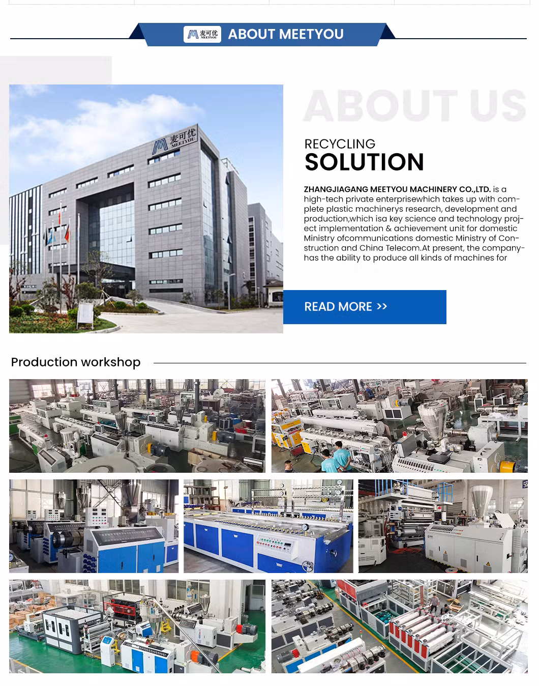 Meetyou Machinery PE PPR Pert PP Pipe Plastic Line Manufacturing Inc Manufacturers China ABS Plastic Processed Single-Screw Small Pipe Production Line