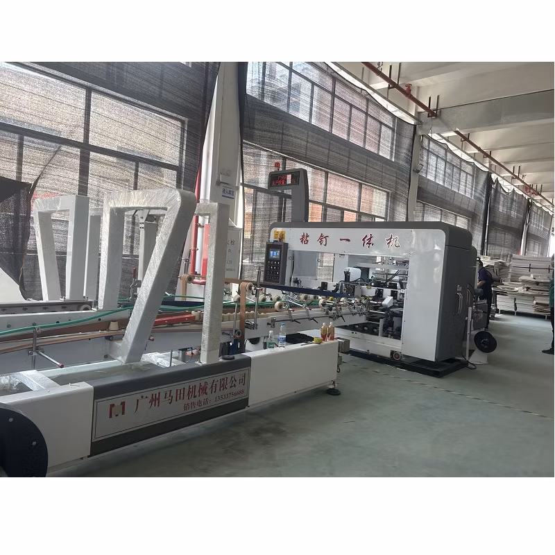 Full Automatic Folding Gluing Nailing and Stacking Integrated Machine for Corrugated Carton Box Making