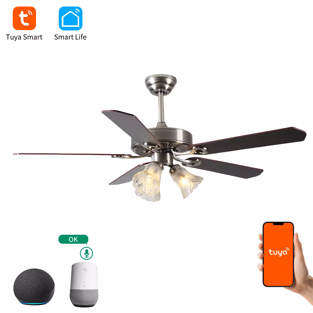 5 Plywood Blades Chandelier Rotor Stator ceiling Fan with Light