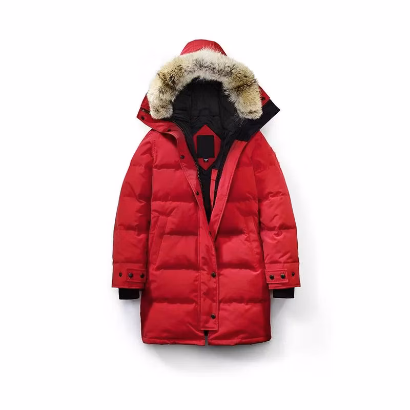 Designer Women&prime;s Puffer Jackets Winter Coat Canada Jackets Long Fur Wool Thick Warm Fur Removable Hooded Down Jacket Red Doudoune Femme Outwear Jackets