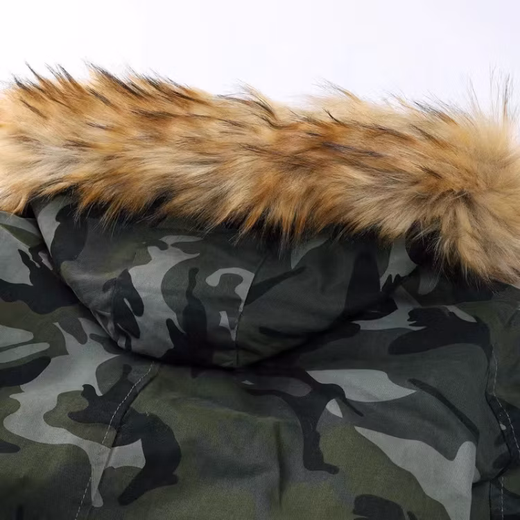Winter Camouflage Print Men Padded Coat Casual Hooded Fleece Jacket Windbreaker Parkas