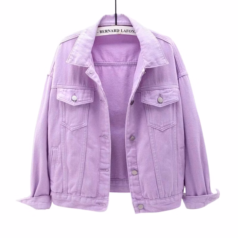 High Quality Denim Jacket Women Multicolor Short Denim Jackets Long Sleeve Casual Jeans Jacket Women