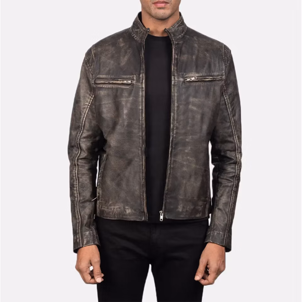 Top Quality Men&prime;s Flight Brown Distressed Real Leather Jacket Bomber Pilot Fur Collar Leather Jacket Custom Logo OEM Service Jacket